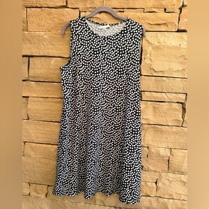 Black and White Polka Dot Pullover Sleeveless Summer Dress, Errands, Pool, Beach
